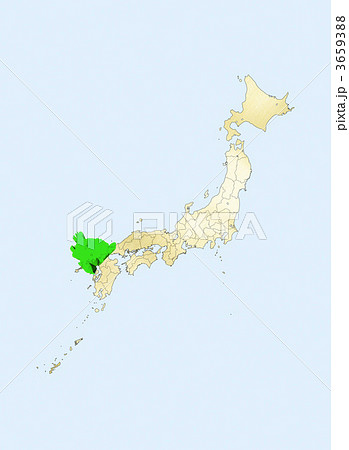 日本地図 日本列島 佐賀県のイラスト素材