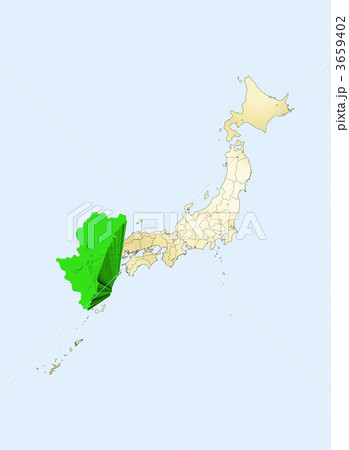 日本列島 日本地図 宮崎県のイラスト素材