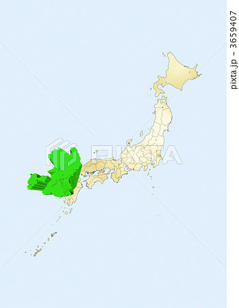 日本列島 日本地図 熊本県のイラスト素材