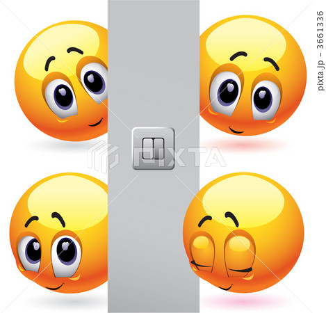 Shy smiling balls behind the wall 3661336