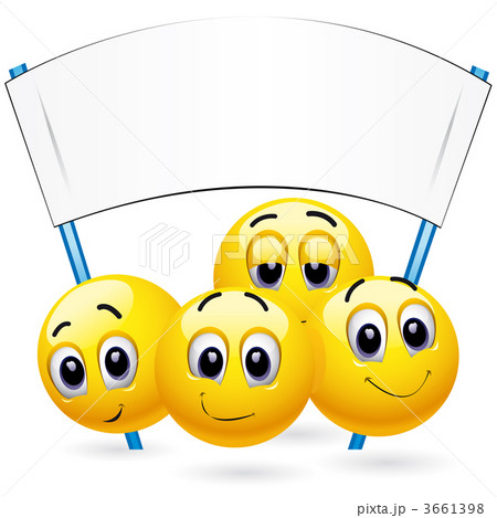 Smiley balls protesting and holding placard Smiley balls protesting and holding placard 3661398