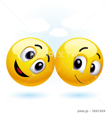 two smiling balls having fun and enjoying each others company 3661409