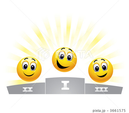 Three smiley balls in the winners podium 3661575