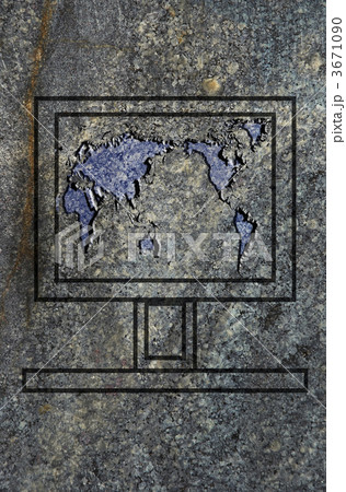 laptop screen with world map on the granit surface 3671090