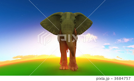 アフリカゾウ 象 地平線のイラスト素材