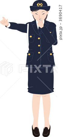 笛を吹く婦警のイラスト素材