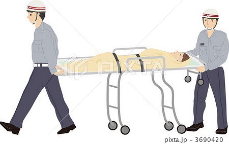患者を運ぶ救急隊員のイラスト素材