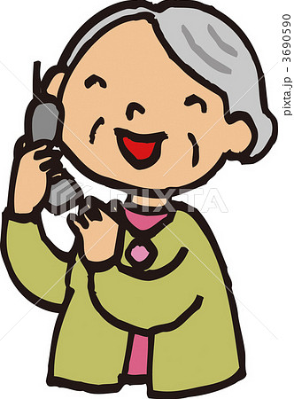 電話で話す老人女性のイラスト素材