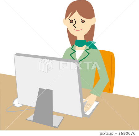 PCを使う受付嬢 3690676