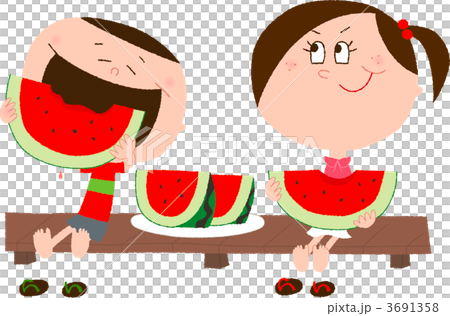 Brother and sister who eats watermelon 3691358