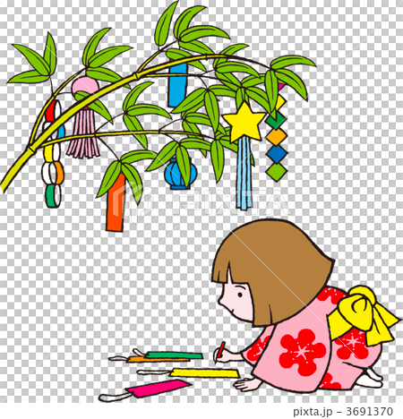 A girl who wishes to write a wish on strips A girl who wishes to write a wish on strips 3691370