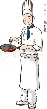 フライパンで調理するシェフ 3691384