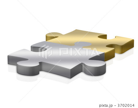 gold and silver puzzle pieces over white 3702014