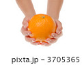 おいしそうなオレンジを持つ子供の手 3705365