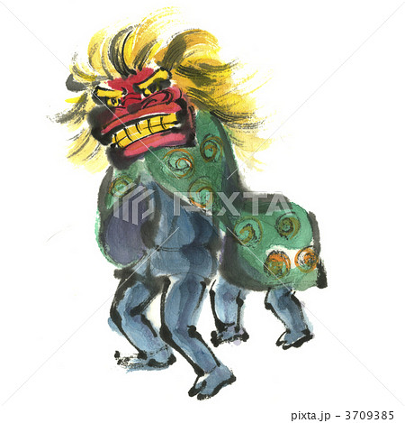 墨絵の正月行事──獅子舞 墨絵の正月行事──獅子舞 3709385