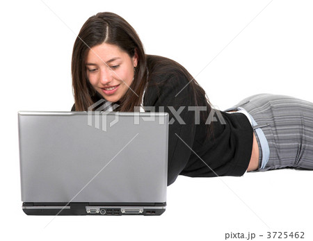 beautiful business girl working on the floor 3725462