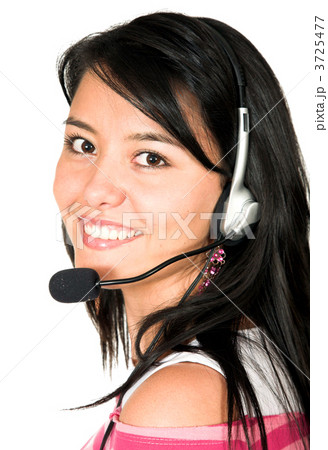 casual girl with headset casual girl with headset 3725477