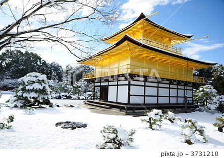 冬の金閣寺の写真素材