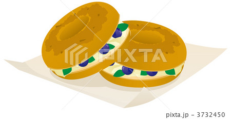 ベーグル おやつ サンドのイラスト素材