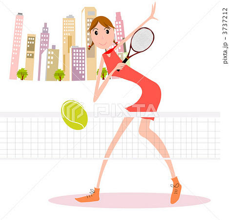 テニス 女性 人物のイラスト素材