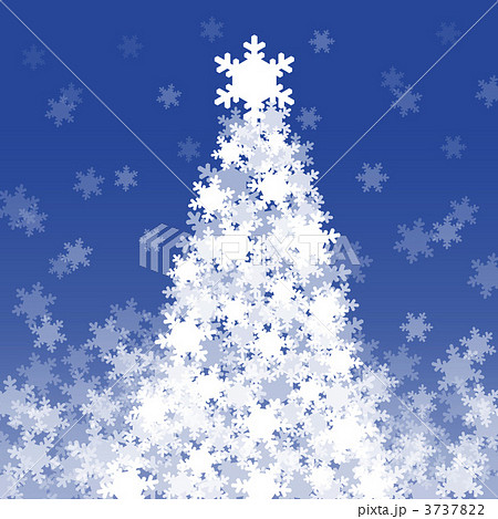 雪の結晶で出来たクリスマスツリーのイラスト素材