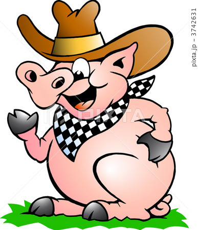 Hand-drawn Vector illustration of an Pig Chef that Welcomes Hand-drawn Vector illustration of an Pig Chef that Welcomes 3742631