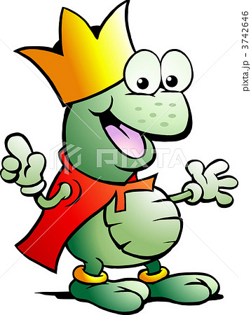 Hand-drawn Vector illustration of an happy Prince Frog Hand-drawn Vector illustration of an happy Prince Frog 3742646