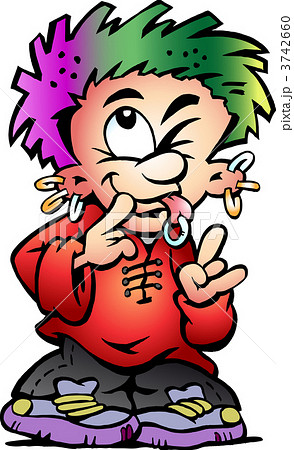 Hand Drawn Vector Illustration Of An Street Boyのイラスト素材