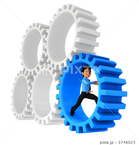 3D man running in cogwheels 3746025