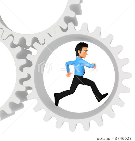 3D man running in cogwheels 3746028