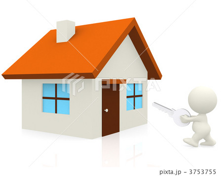 3D man with house keys 3753755