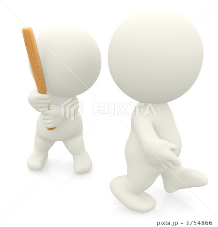 3d person hitting another one with a bat 3d person hitting another one with a bat 3754866