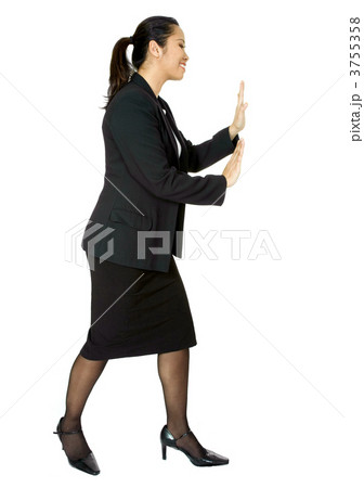 asian business woman pushing something aside asian business woman pushing something aside 3755358