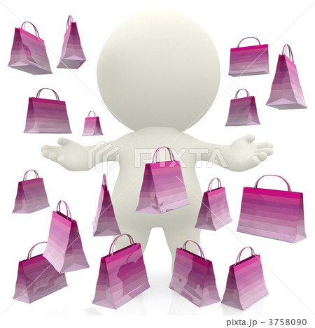 3D person with shopping bags 3D person with shopping bags 3758090