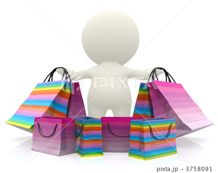 3D person with shopping bags 3758091
