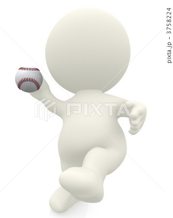 3D man about to throw baseball ball 3758224