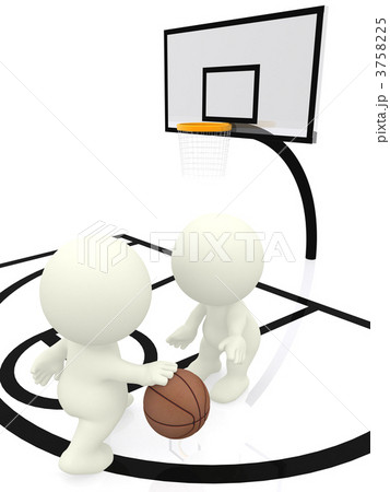 3D people bouncing basketball 3758225