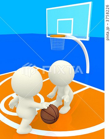 3D people bouncing basketball 3758226