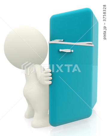 3D man - looking inside fridge 3758328