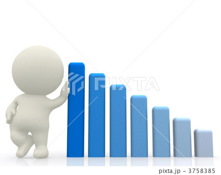 3D man with hand on graph gradient 3D man with hand on graph gradient 3758385