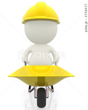 3D construction worker with wheelbarrow 3D construction worker with wheelbarrow 3758477