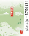 風雲に龍と富士（年賀）緑 3759134