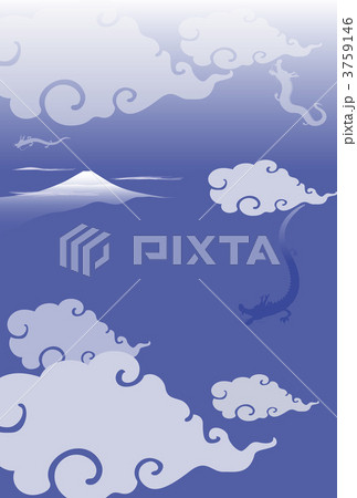 風雲に龍と富士（青） 3759146