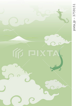風雲に龍と富士（緑） 3759151