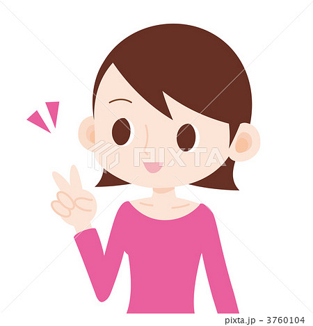 女性 上半身 ピースサイン  3760104