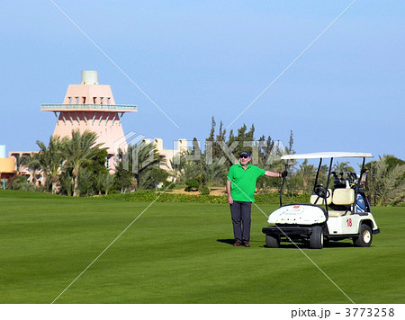 Man with car on golf field 3773258