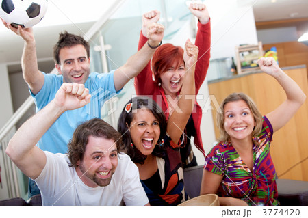 Excited group watching football 3774420