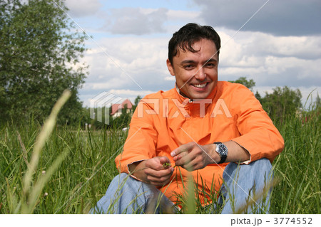man sit on meadow man sit on meadow 3774552