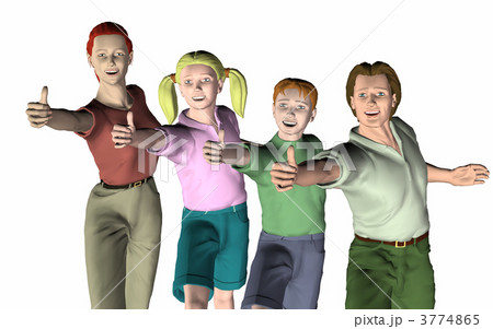 family of four with finger OK 3774865