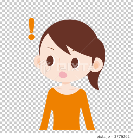 女性 上半身 ビックリマーク 女性 上半身 ビックリマーク 3776261